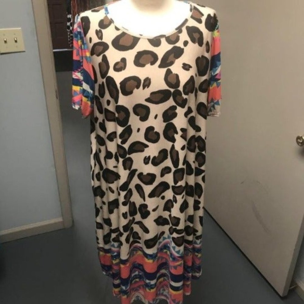 NEW PLUS SZ Border Print Dress Sz 123X